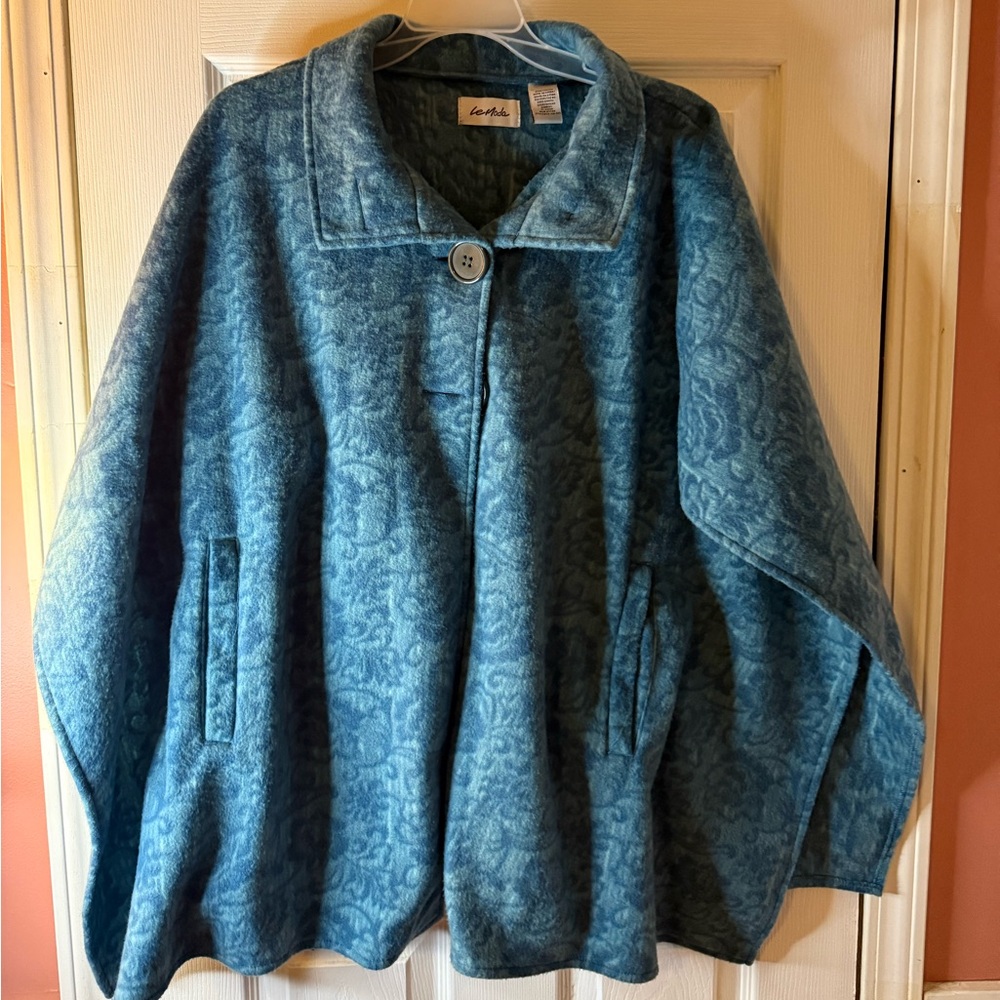 SALE LeModa Teal Plush Drapey Poncho OSF